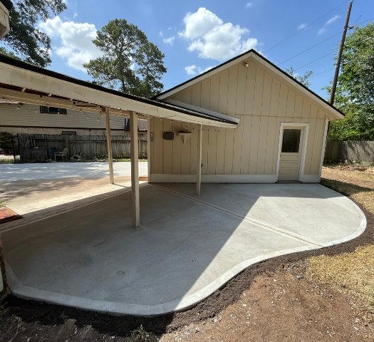 car port cover with concrete pad installed