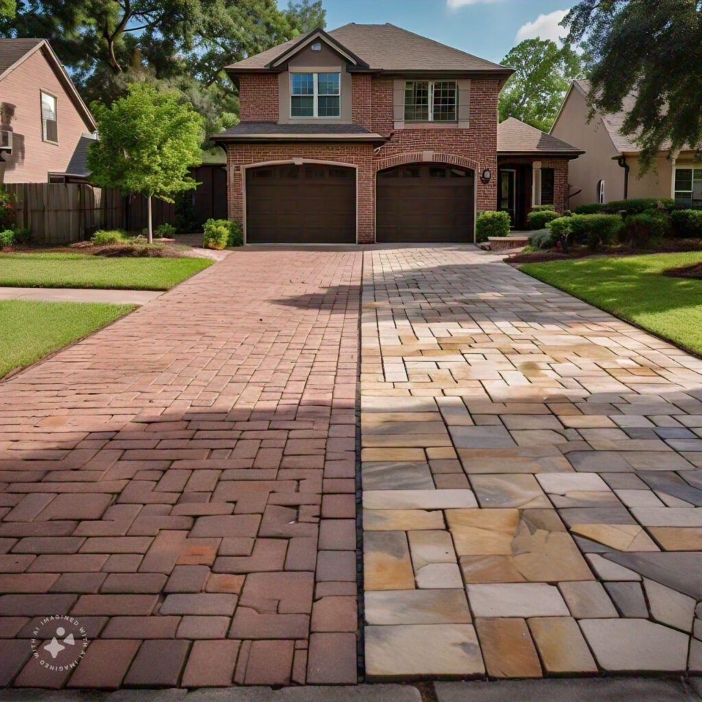 two types of driveways side by side different types