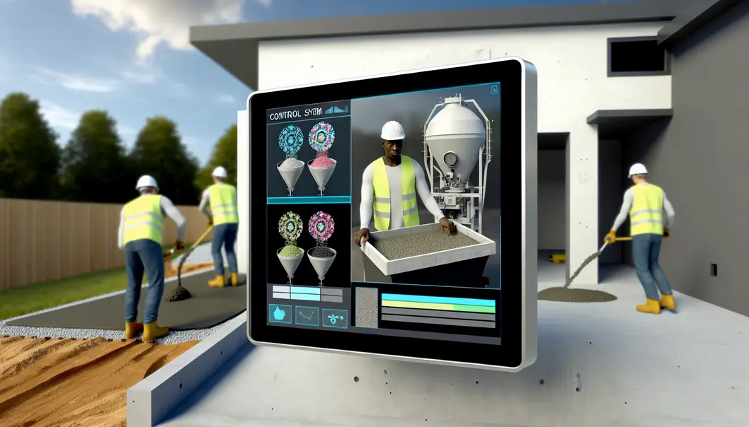 AI algorithm optimizing concrete mixture for a driveway construction project.