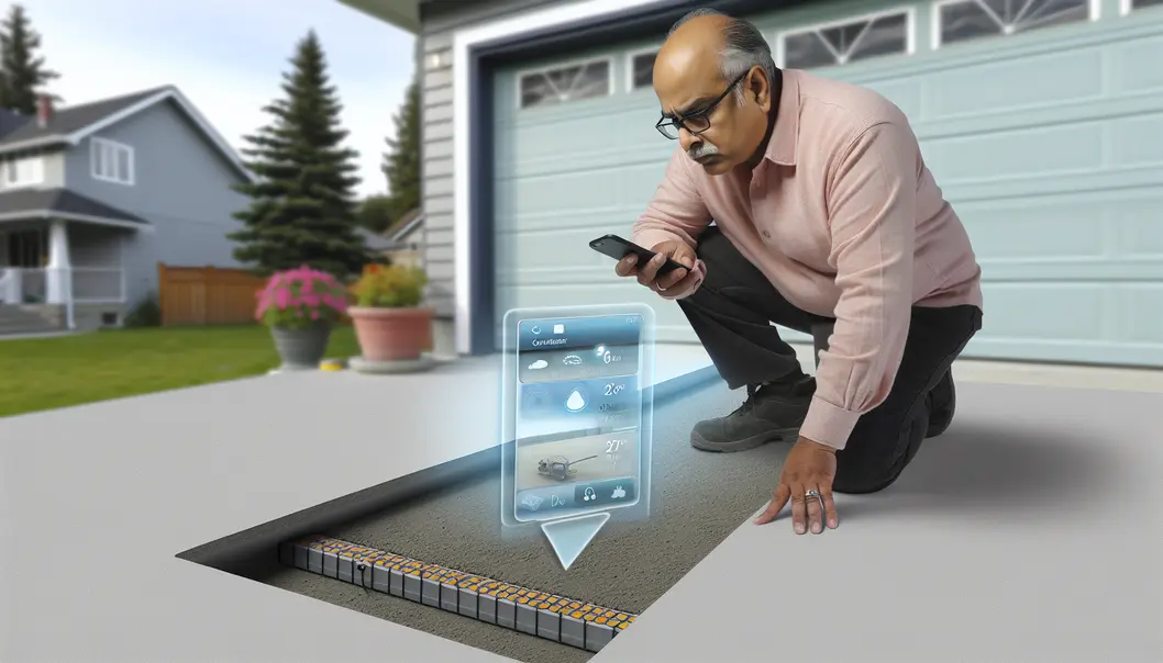 AI algorithm optimizing concrete mixture for a driveway construction project.